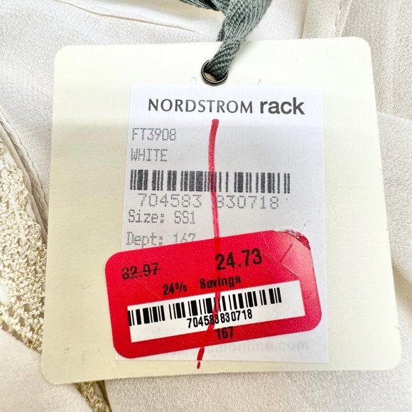 NY Collection Top Womens Small Cream Gold Shimmer 3/4 Sleeve Button Lace NWT - Picture 9 of 13